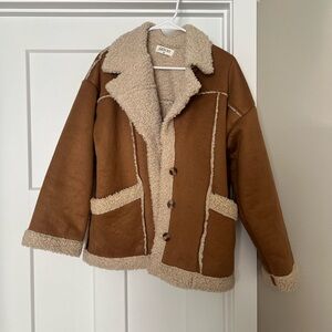 Warm Tan and Cream Teddy Jacket